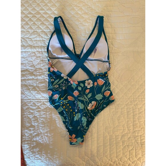 Beach Sissi  One Piece Swimsuit Plus Size XL Turquoise Tropical Swimsuit Pool - Picture 5 of 10